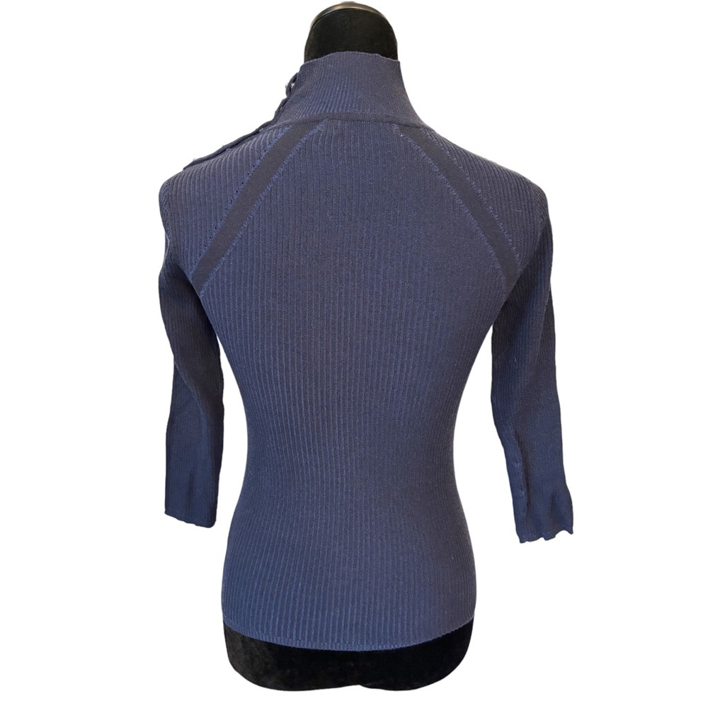 Karen Millen Blue Stripe 3/4 Sleeve Sweater Size 2 - Picture 8 of 10